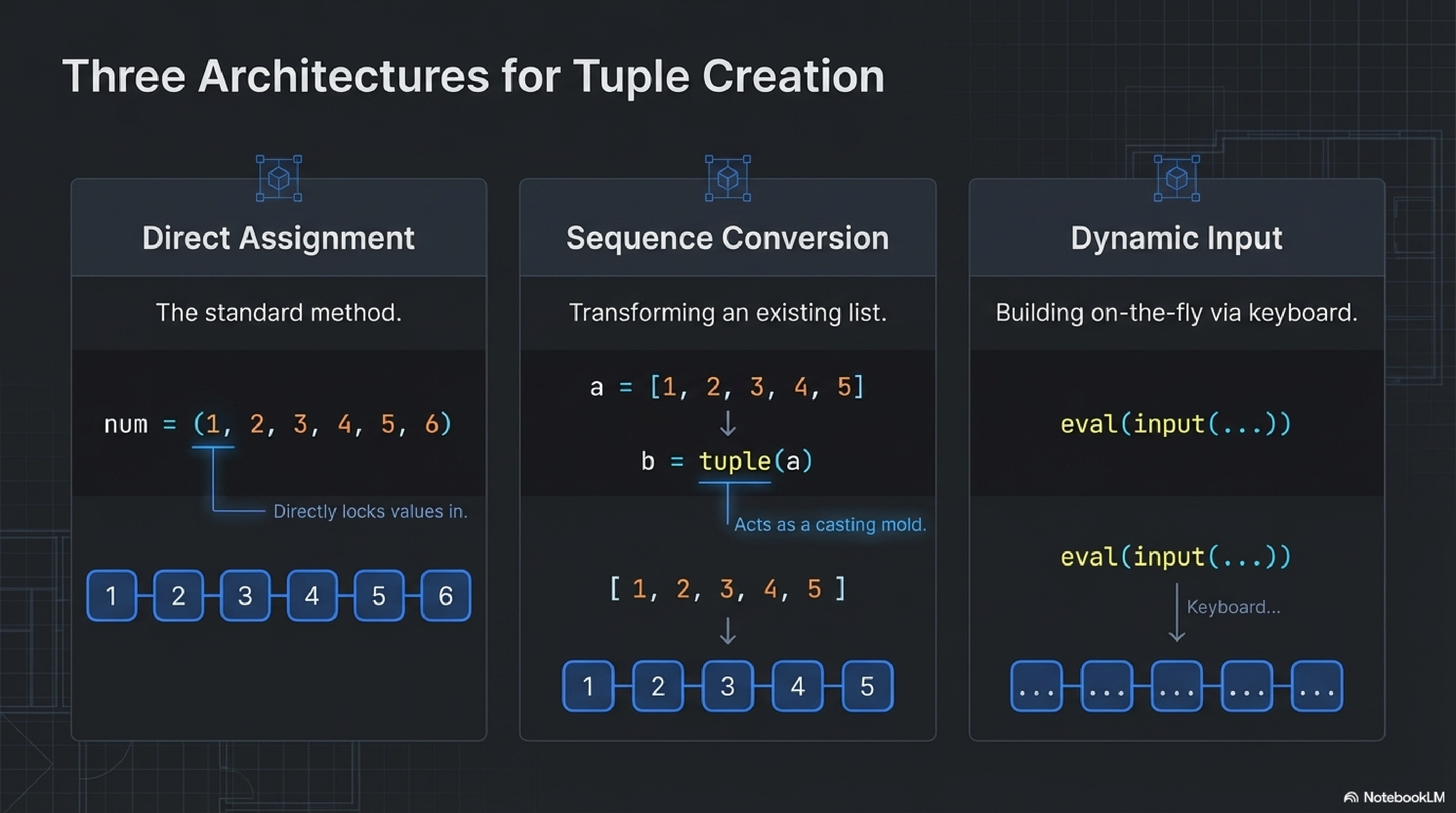 Three Architectures for Tuple Creation